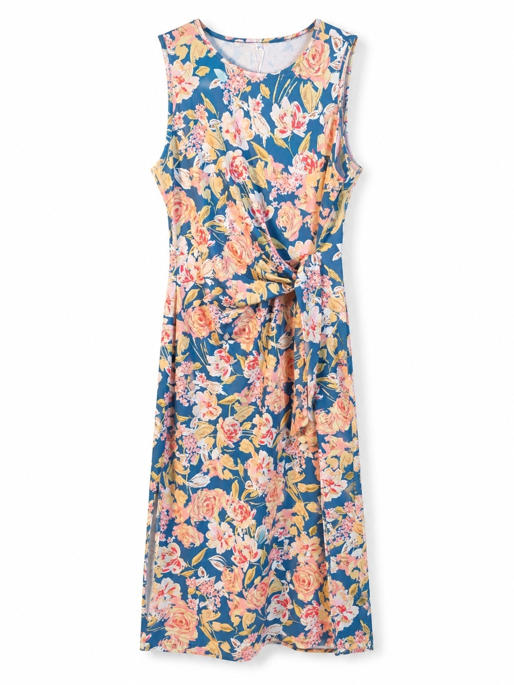 ANRABESS Floral Summer Cottagecore Beach Twist-Waist Maxi Dress Large New